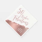 Leuke Typografie Roos Gold Fifty & Fabulous Birthd Servet (Hoek)