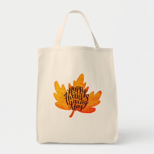Leuke typografie voor Thanksgiving op herfstblad Tote Bag (Voorkant)