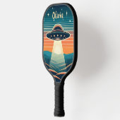 Leuke UFO bij zonsondergang gepersonaliseerd Pickleball Paddle (Links)