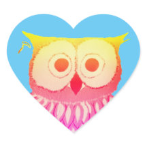 Leuke Uil Blauw Hart Sticker
