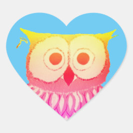 Leuke Uil Blauw Hart Sticker