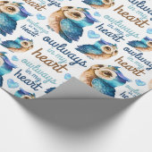 Leuke Uil Blue Love Uilways in mijn hart Cadeaupapier (Hoek)
