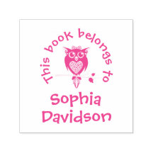 Leuke uil boeknaam kinder bibliotheekstempel