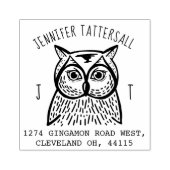 Leuke Uil Dier Monogram & Naam Retouradres Rubberstempel (Afrduk)
