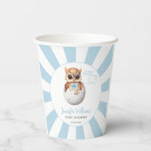 Leuke uil hatching binnenkort baby jongen douche p papieren bekers (Achterkant)