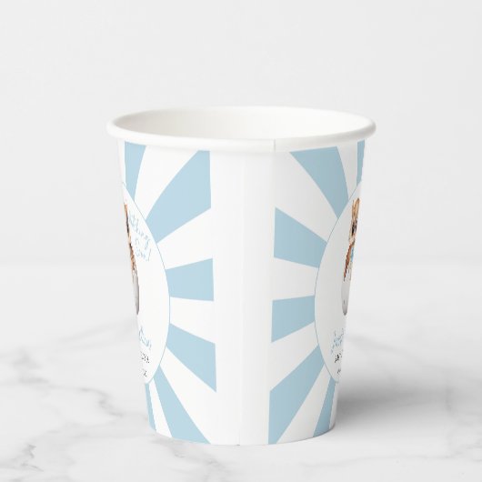 Leuke uil hatching binnenkort baby jongen douche p papieren bekers (Rechts)