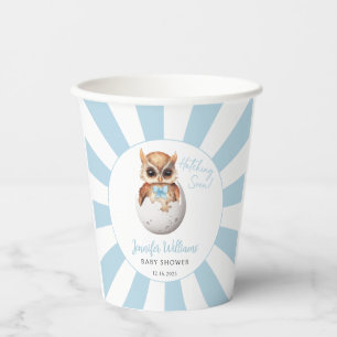 Leuke uil hatching binnenkort baby jongen douche p papieren bekers