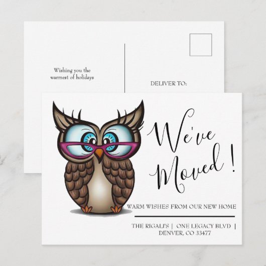 Leuke uil Home Moving Briefkaart (Voorkant / Achterkant)
