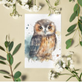 Leuke uil in de waterverf briefkaart