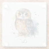 Leuke uil in de waterverf glazen onderzetter (Achterkant)