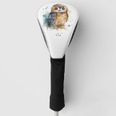 Leuke uil in de waterverf golfheadcover (Voorkant)