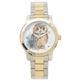 Leuke uil in de waterverf horloge