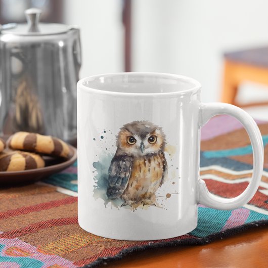 Leuke uil in de waterverf koffiemok
