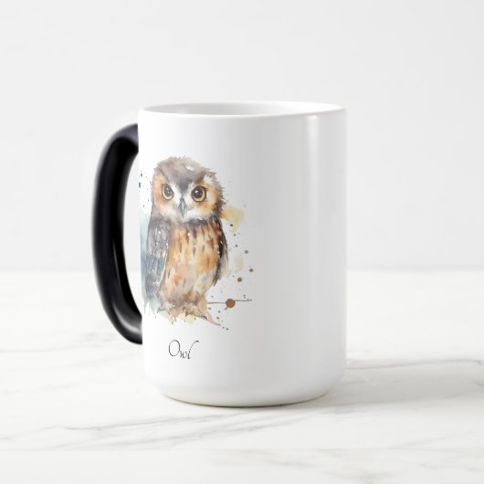Leuke uil in de waterverf magische mok (Voorkant links)