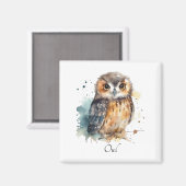 Leuke uil in de waterverf magneet (Voorkant / Achterkant)