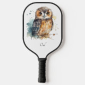 Leuke uil in de waterverf pickleball paddle (Achterkant)