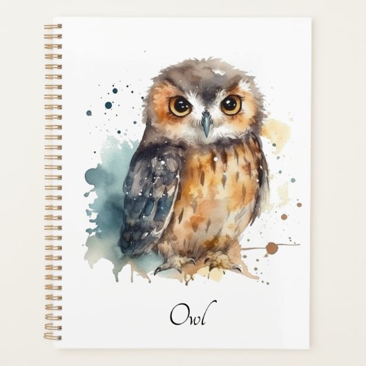 Leuke uil in de waterverf planner (Voorkant)
