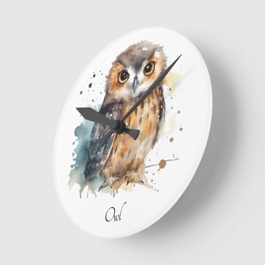 Leuke uil in de waterverf ronde klok (Hoek)