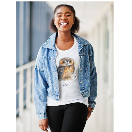 Leuke uil in de waterverf t-shirt