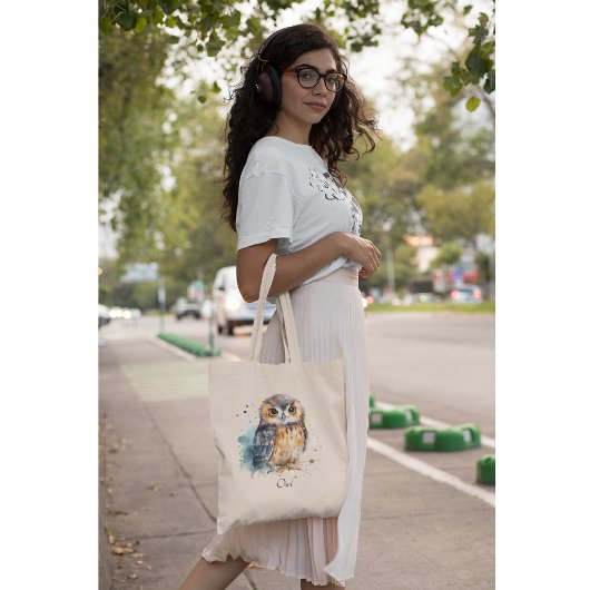 Leuke uil in de waterverf tote bag