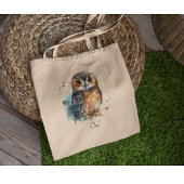 Leuke uil in de waterverf tote bag