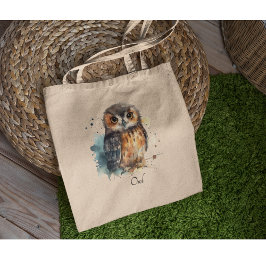 Leuke uil in de waterverf tote bag