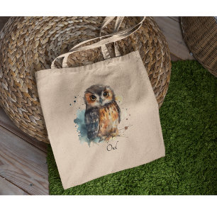 Leuke uil in de waterverf tote bag