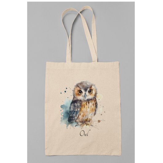 Leuke uil in de waterverf tote bag