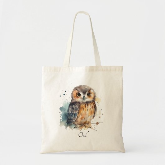 Leuke uil in de waterverf tote bag (Voorkant)