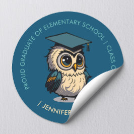 Leuke Uil Kinder Afstuderen | Terug naar school Ronde Sticker