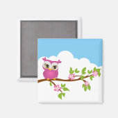 Leuke Uil Meisje op een Tak Magnet (Voorkant / Achterkant)
