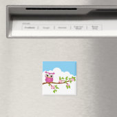 Leuke Uil Meisje op een Tak Magnet (Insitu (Vaatwasser))