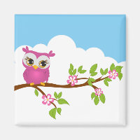 Leuke Uil Meisje op een Tak Magnet