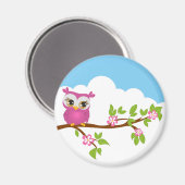 Leuke Uil Meisje op een Tak Magnet (Voorkant / Achterkant)