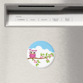 Leuke Uil Meisje op een Tak Magnet (Insitu (Vaatwasser))