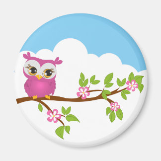 Leuke Uil Meisje op een Tak Magnet