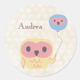 Leuke Uil met de Ballon Gepersonaliseerde Sticker
