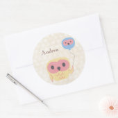Leuke Uil met de Ballon Gepersonaliseerde Sticker (Envelop)