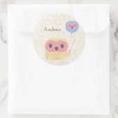 Leuke Uil met de Ballon Gepersonaliseerde Sticker (Tas)