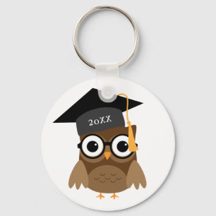 Leuke Uil met de Klasse van de Douane van Glazen Sleutelhanger