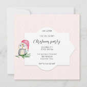 Leuke Uil Santa Waterverf Illustratie Kaart (Voorkant)