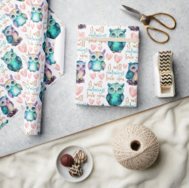 Leuke Uil Uilways Love You Kleurrijk Cadeaupapier