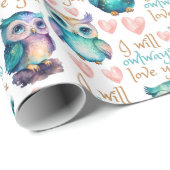 Leuke Uil Uilways Love You Kleurrijk Cadeaupapier (Rol Hoek)