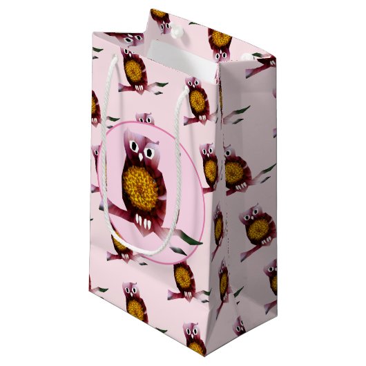 Leuke Uil, Vogel Custom Gift Bag Klein Cadeauzakje (Voorkant Gekanteld)