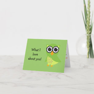 Leuke Uil "wat de liefde van I over u" notecard Kaart