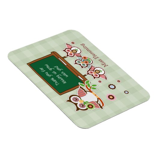 Leuke uilen aangepaste naam leraar waardering magneet (Rechterzijde)