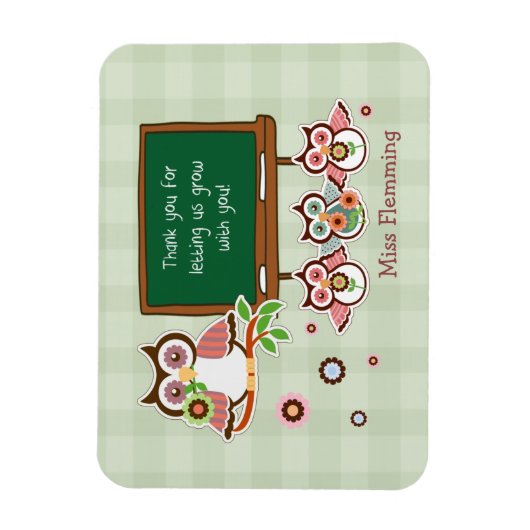 Leuke uilen aangepaste naam leraar waardering magneet (Verticaal)