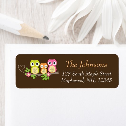 Leuke uilen adresetiketten etiket (Insitu)