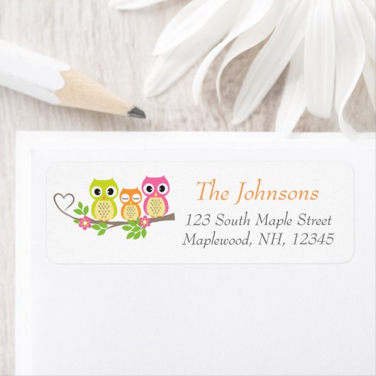 Leuke uilen adresetiketten-wit etiket (Insitu)