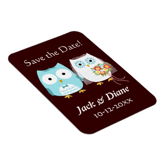 Leuke Uilen Bruiloft bruid en bruidegom Save the D Magneet (Rechterzijde)